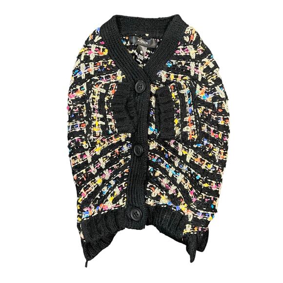 Aqua Pet Dog Cardigan Sweater Button Closure Cozy Winter Black Multicolor Medium - Picture 4 of 9